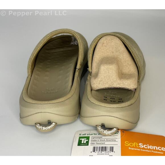 Women's Size 6 Khaki Canvas Clog Mule Slip On Comfort Shoe by Soft Science - Picture 7 of 12